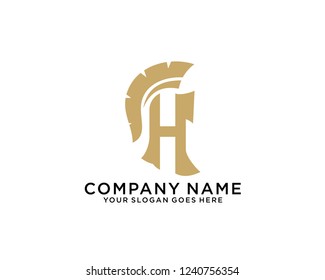 H Initial logo concept with spartan template vector