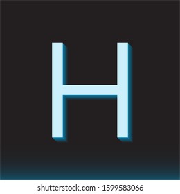 H Initial Logo Icon. Light Blue Cyan Shadow Faded. Vector Graphic Design. EPS10