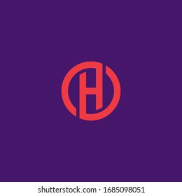 H initial logo inside circle shape. HO or OH monogram logo.