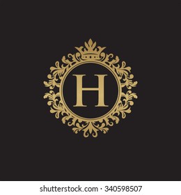 H Initial Logo Luxury Ornament Crown Stock Vector (Royalty Free ...