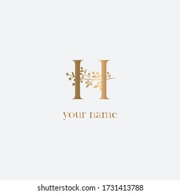 H initial logo Modern Minimalistic and Floral templates for Invitation cards, Logo identity for restaurant, boutique, cafe handwriting logo of initial signature, wedding vector