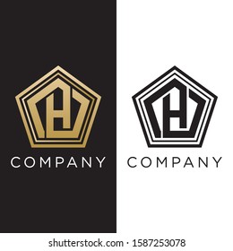 H initial logo pentagon design vector