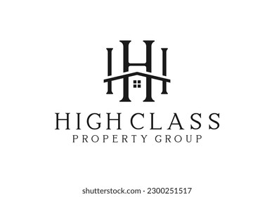 H initial logo property roof house icon symbol real estate