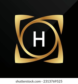 H Initial luxury gold Letter Type Logo Sign Symbol Icon Simple Elegance