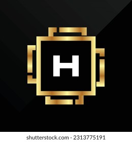 H Letra oro de lujo inicial Tipo de letra Símbolo de logotipo Icono Elegancia simple