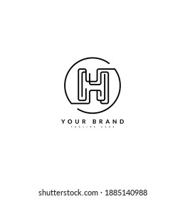 H erstes minimalistisches Zeilenlogo. HH-Monogramm-Brief für Firmenlogo und Firmenlogo.