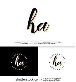 H A initial name vintage logo vector