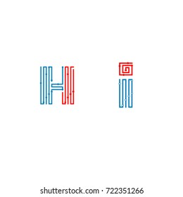 H I Initial Technology Logo Design 