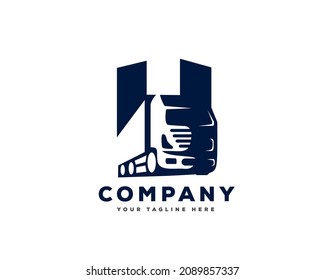 Ilustración del logotipo de arte del camión inicial H