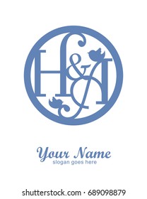 H A initial wedding decorative logo template