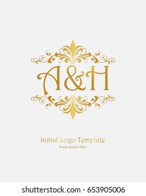 A & H initial wedding logo template vector