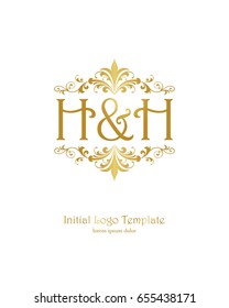 H & H initial wedding logo template vector