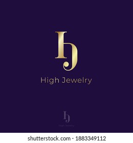 H and J gold monogram. High Jewelry boutique. Luxury logo. Logo can be used for business, jewelry shop, clothes, luxury goods.