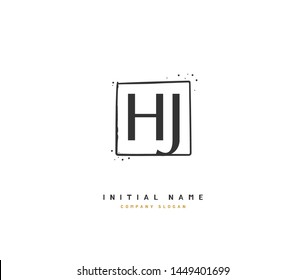 H J HJ Beauty vector initial logo, handwriting logo of initial signature, wedding, fashion, jewerly, boutique, floral and botanical with creative template for any company or business.