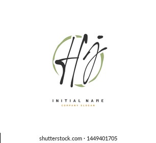H J HJ Beauty vector initial logo, handwriting logo of initial signature, wedding, fashion, jewerly, boutique, floral and botanical with creative template for any company or business.