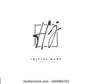 H J HJ Beauty vector initial logo, handwriting logo of initial signature, wedding, fashion, jewerly, boutique, floral and botanical with creative template for any company or business.