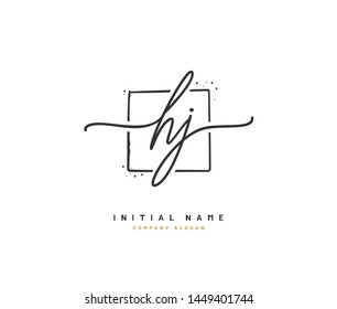 H J HJ Beauty vector initial logo, handwriting logo of initial signature, wedding, fashion, jewerly, boutique, floral and botanical with creative template for any company or business.