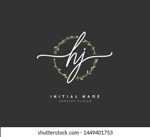 H J HJ Beauty vector initial logo, handwriting logo of initial signature, wedding, fashion, jewerly, boutique, floral and botanical with creative template for any company or business.