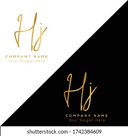 H J HJ  Initial letter handwriting and signature logo.	
