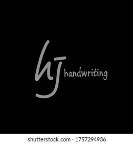 h j hj initial logo handwriting template vector. isolated black background