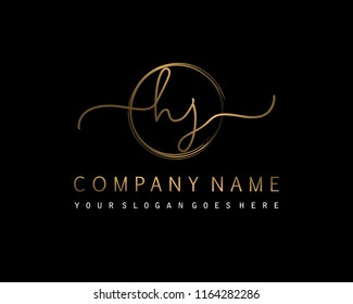 H J Initial handwriting logo vector