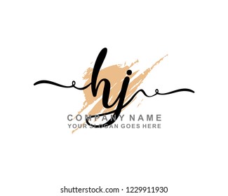H J Initial Handwriting Logo Template
