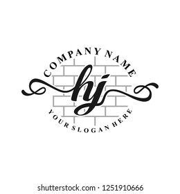 H J Initial handwriting logo vector