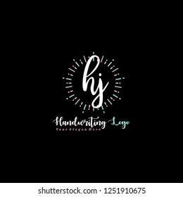 H J Initial handwriting logo vector