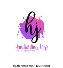 H J Initial handwriting logo vector