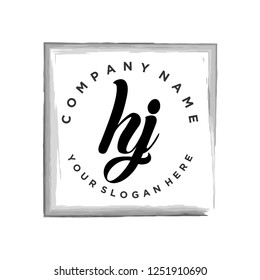 H J Initial handwriting logo vector
