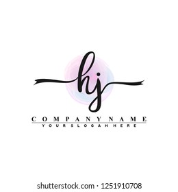 H J Initial handwriting logo vector