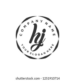 H J Initial handwriting logo vector