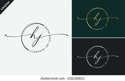 H j Initial handwriting signature logo, initial signature, elegant logo design
vector template.