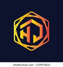 H J Initial letter hexagonal logo vector