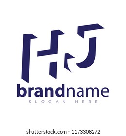 H J initial letter with negative space logo icon vector template