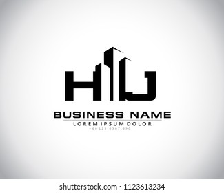 H J Initial logo concept with building template vector.