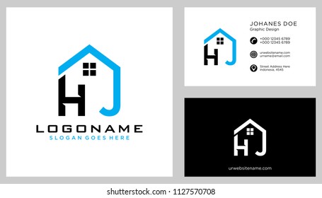 H J initial logo template vector