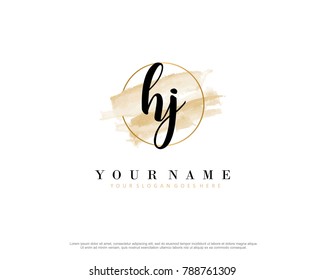 H J Initial water color logo template vector