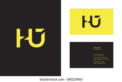 H J joint logo letter design with business card template