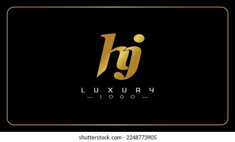 H J letters luxury vector logo design, Golden color initial letters monogram icon.