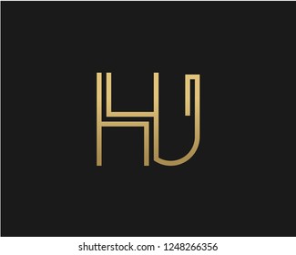 H J Unique Minimal Style golden and black color initial based logo