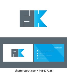 H K bold letter design vector with business card template