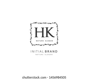 H K HK Beauty vector initial logo, handwriting logo of initial signature, wedding, fashion, jewerly, boutique, floral and botanical with creative template for any company or business.