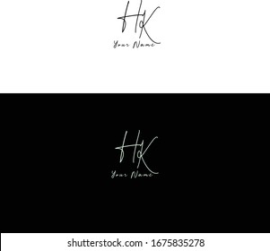 H K HK Initial letter handwriting and signature logo.