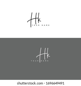 H K HK Initial letter handwriting and signature logo