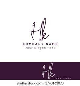 H K HK Initial letter handwriting and signature logo.