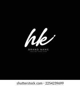 H, K, HK Initial letter handwriting and signature vector logo