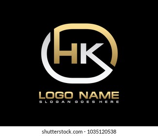 H K Initial circle logo template vector