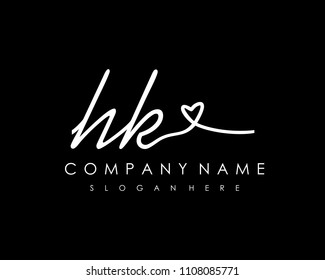 H K Initial handwriting logo vector