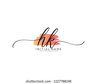 H K Initial handwriting logo vector